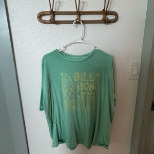 Billabong Seafoam Green Graphic T-Shirt with Yellow Print